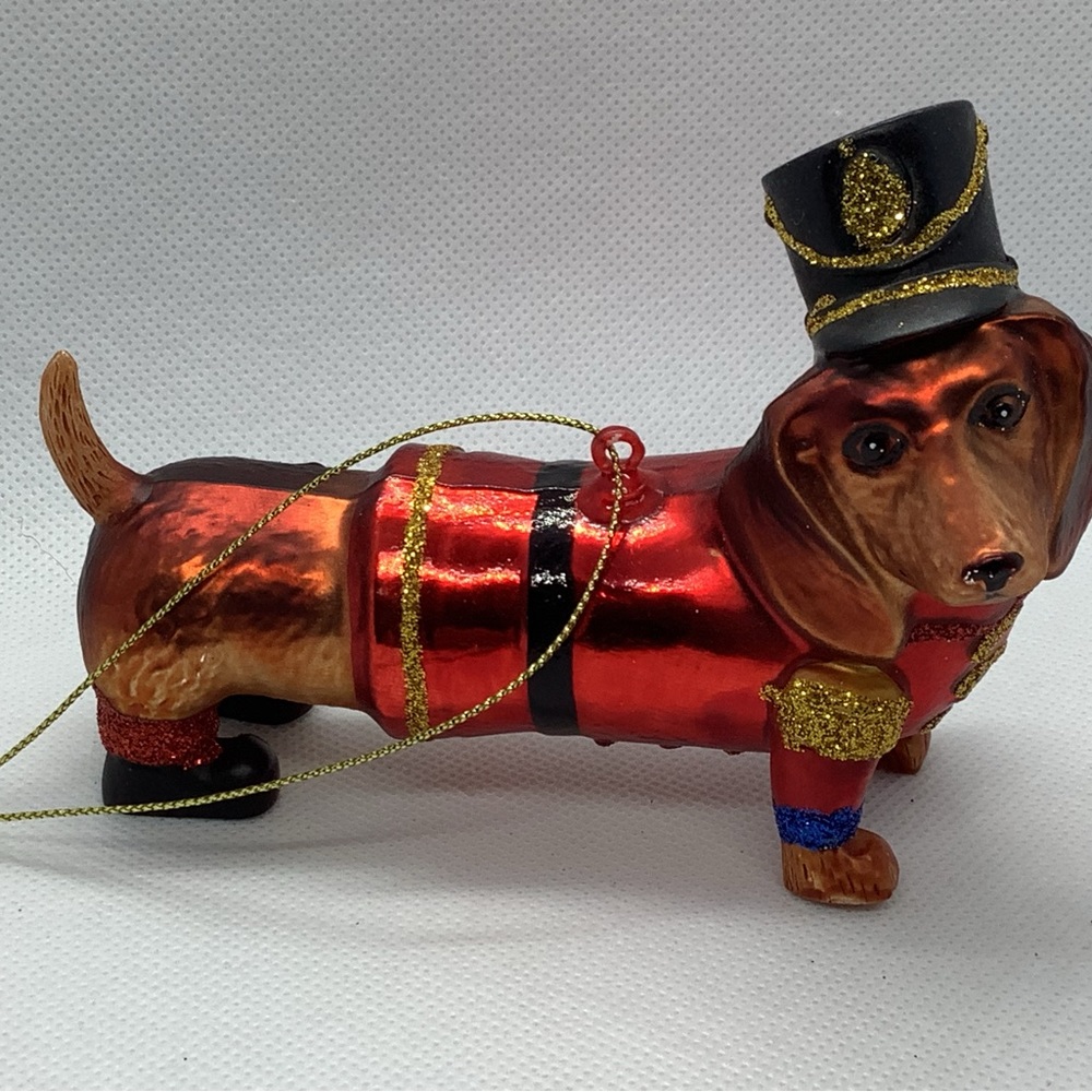 Ornament Dachshund Dog Glass Christmas Nutcracker Outfit Boots Hand Painted HTF